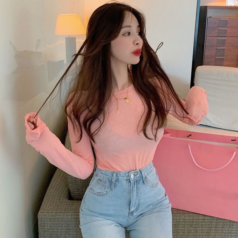 Áo thun tay dài cổ tròn dành cho nữ