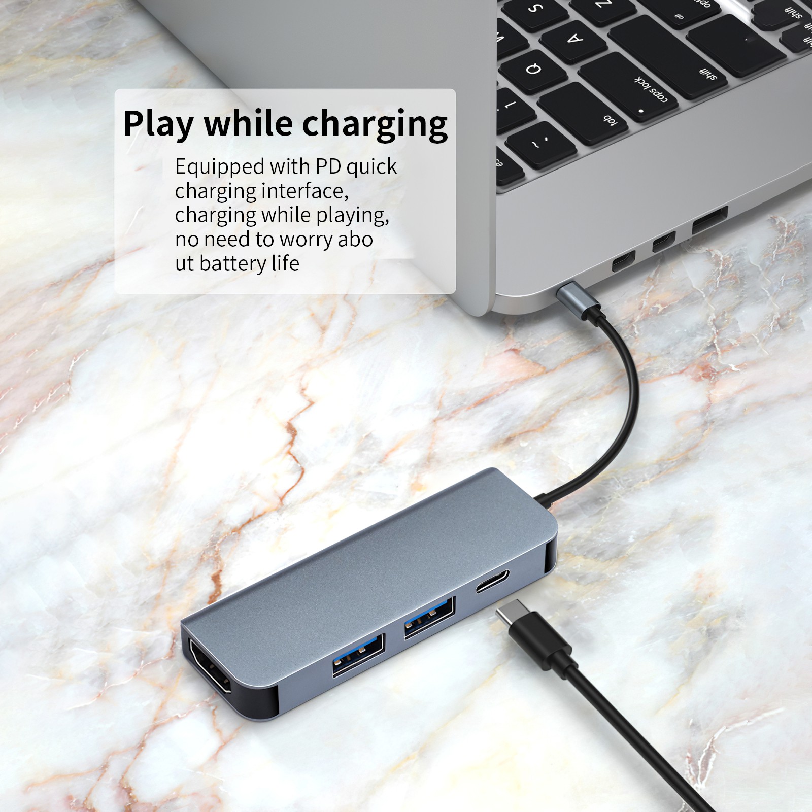 Bộ Chia Cổng Usb Type-C Sang Usb Hdmi 3.0 Hdmi 4 Trong 1 Cho Macbook