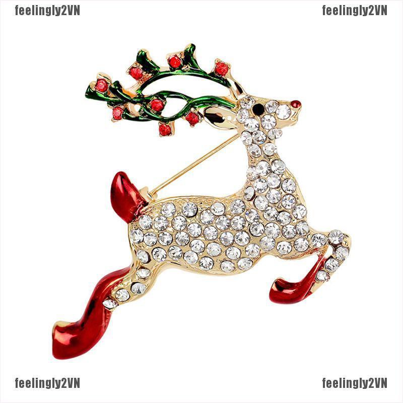 ❤Mặt Trời❤ Ghim Cài Áo Hình Tuần Lộc Giáng Sinh Đính Đá