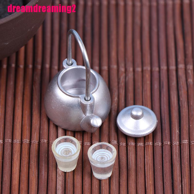 Bộ 3 Mô Hình Ấm Trà Mini Trang Trí Nhà Búp Bê