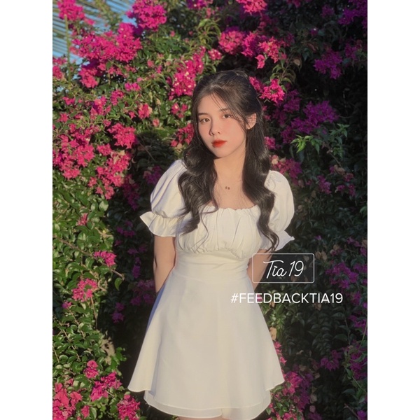 Váy babydoll cổ vuông tầng xếp ly Tia19. Đầm trễ vai ulzzang dáng xoè | BigBuy360 - bigbuy360.vn