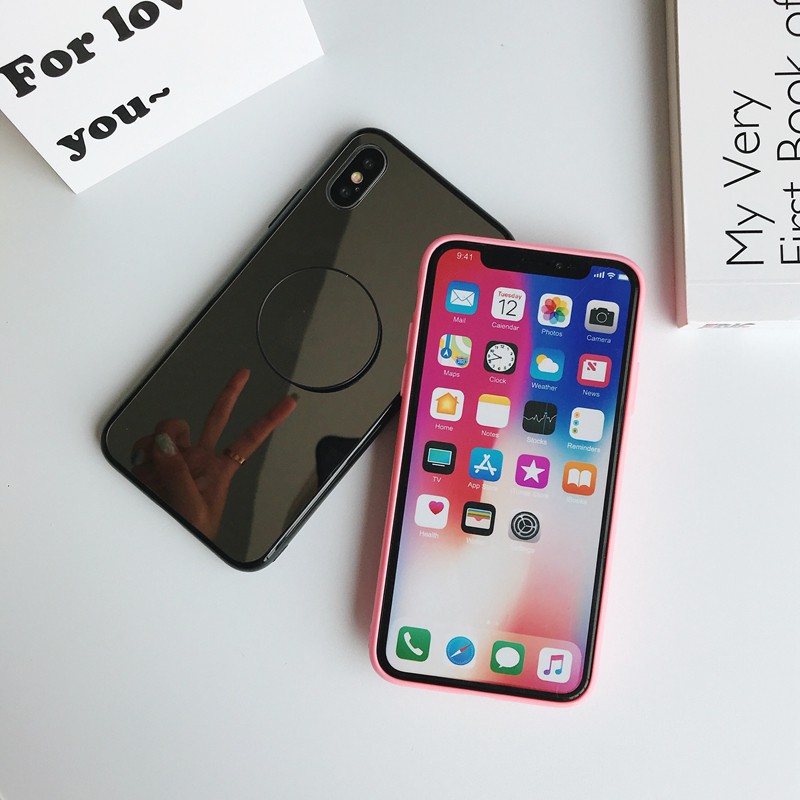 Ốp điện thoại tráng gương xinh xắn có giá đỡ đa năng cho iPhone X XS Max XR 8 7 6 6S Plus 11 Pro Max SE 2020