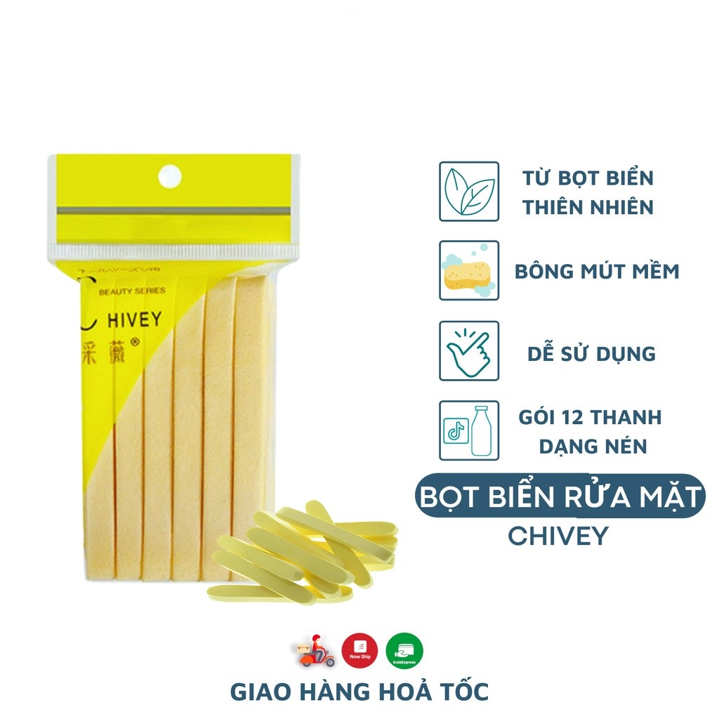 Bông Nở Rửa Mặt Bọt Biển Chivey 12 Miếng