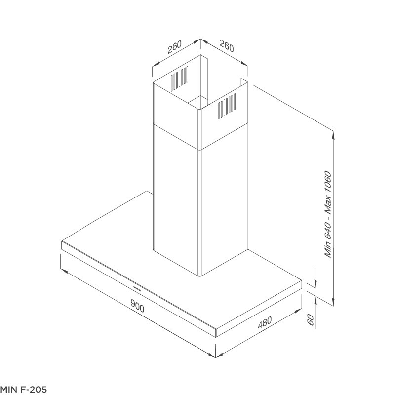 Máy hút khói khử mùi Malloca MIN F-205 - Xuất xứ Ý - Hàng chính hãng