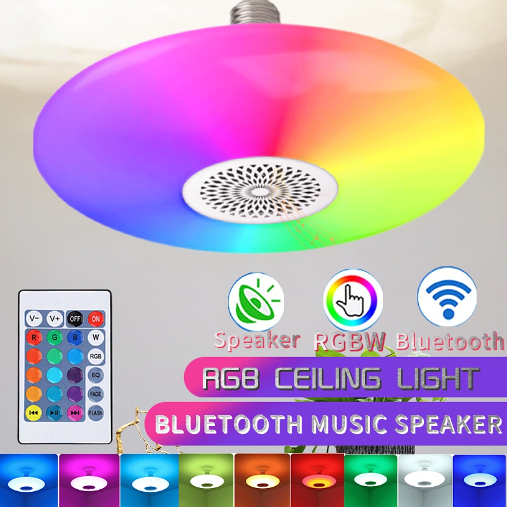 Bóng Đèn LED Trần Nhà Phát Nhạc Bluetooth 18W E27 Có Thể Thay Đổi Màu Sắc RGB Hiện Đại (Kèm Điều Khiển Từ Xa)