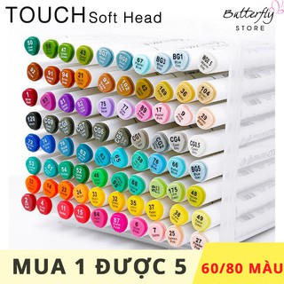 [MUA 1 ĐƯỢC 5] Bút Marker TOUCH SOFT HEAD Hộp 7 Hộp Nhựa 60/80 Màu