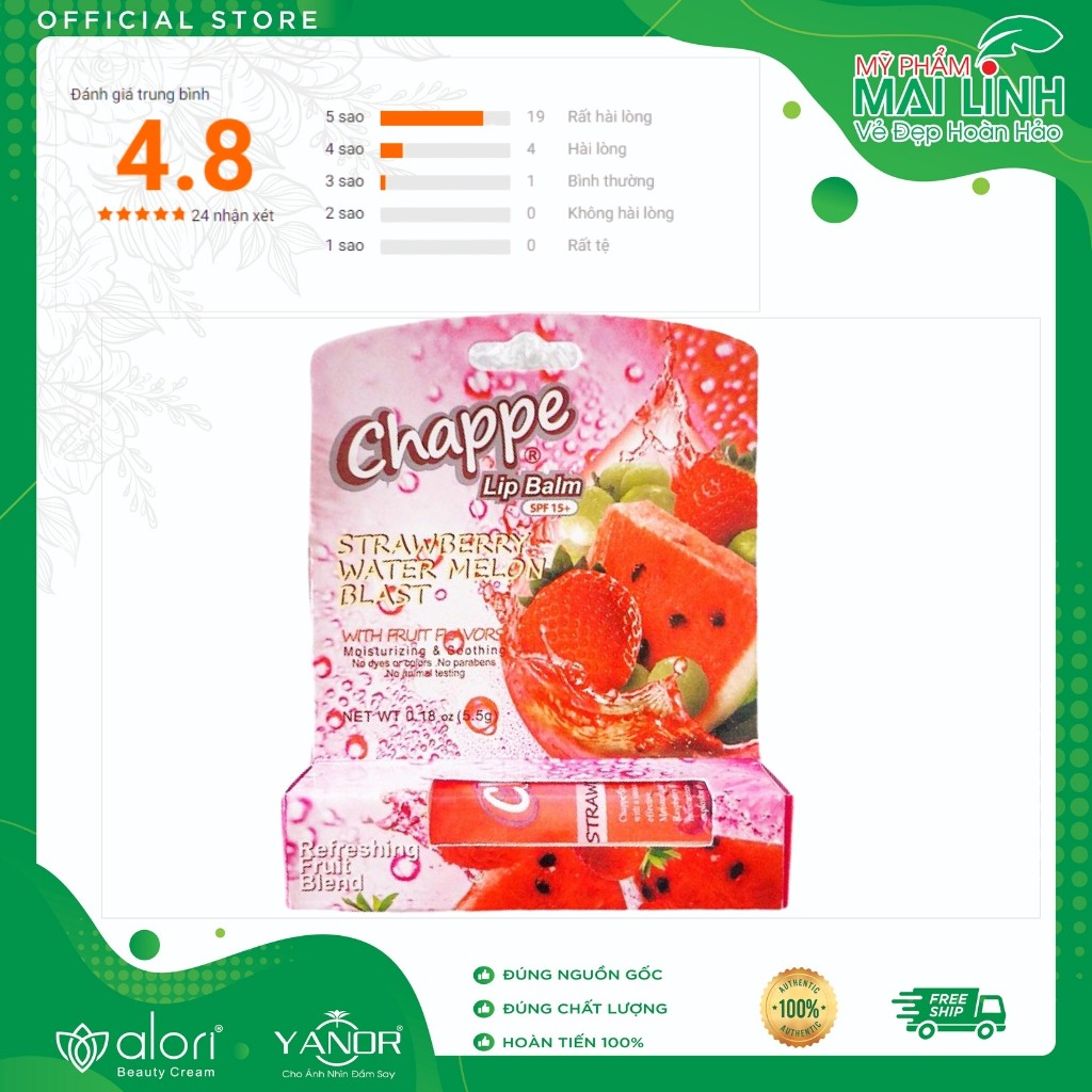 [Bán Đợt Cuối - Son Mỹ - Deal 0 Đồng] Son Dưỡng Môi, Son Dưỡng Không Màu Chống Khô Môi LIP BALM CHAPPE SPF15 Chính Hãng | BigBuy360 - bigbuy360.vn