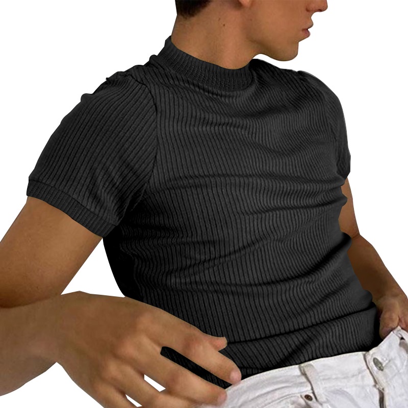 Áo thun INCERUN ngắn tay cổ tròn màu trơn thời trang mùa hè cho nam 2 màu tùy chọn