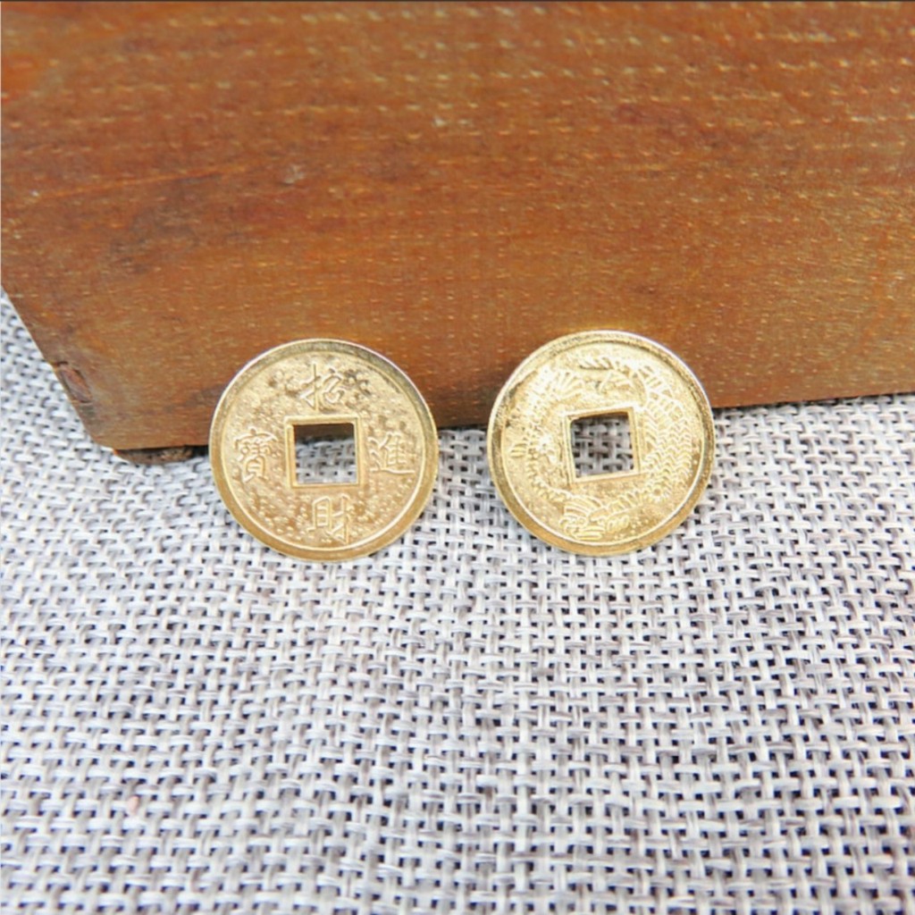 Đồng xu long phụng mạ vàng 2cm hợp kim