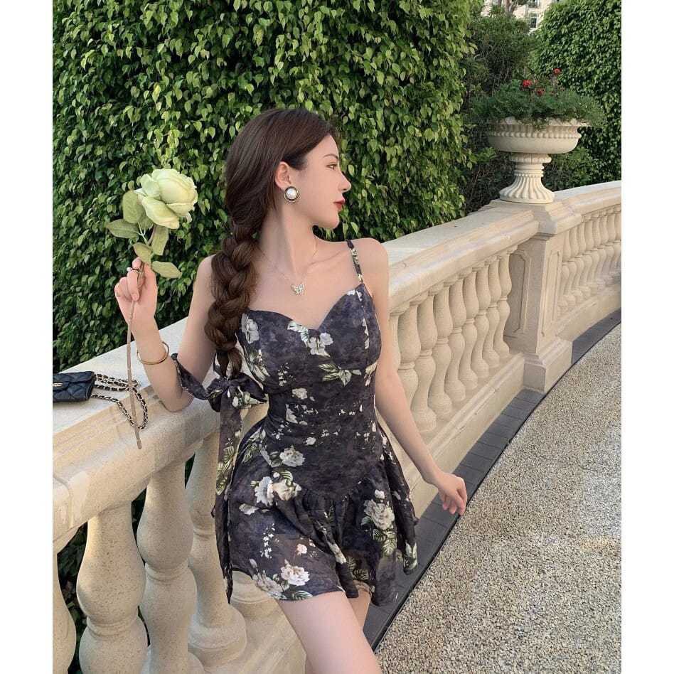 Váy Dây Dạo Phố In Hoa Thời Trang Cho Nữ