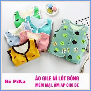 Áo gile nỉ lót bông BEPIKA in họa tiết dễ thương cho bé từ 3 đến 13kg