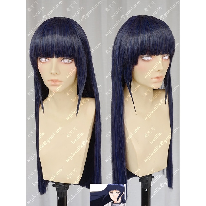 Peruca para cosplay do anime hyuga hinata, cabelo liso + boné