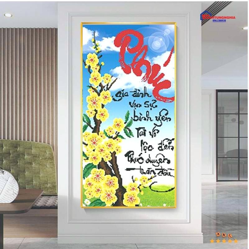 Tranh đính đá chữ phúc 82cm x 50cm