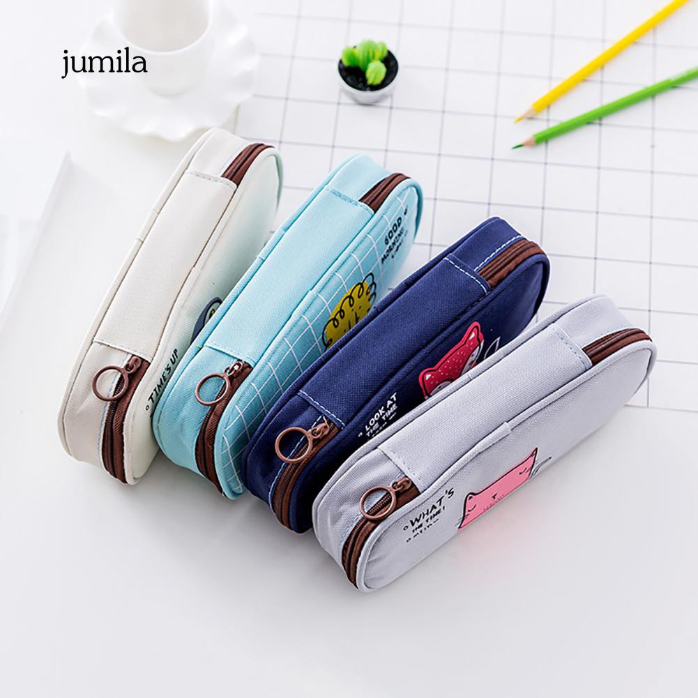 Túi đựng bút chì bằng vải canvas in họa tiết động vật đáng yêu dành cho các bé