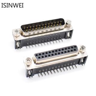5PCS DR25 DB25 D-SUB Angle Angled 25 Pin Female Male PCB Mount Socket Connector