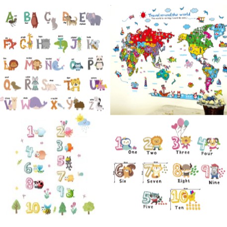 Decal Bảng chữ cái bảng số decal cho bé 20 mẫu