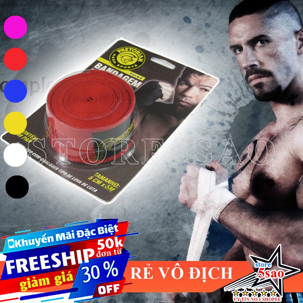 Băng quấn tay tập võ Pretorian 5m ⚡FREESHIP⚡ băng đa boxing hand wraps - giảm giá rẻ vô địch