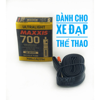 Săm ruột xe đạp thể thao Maxxis 700x18/25C đầu vòi 60mm, dành cho xe đạp đường trường, xe leo núi, sản xuất tại Đài Loan