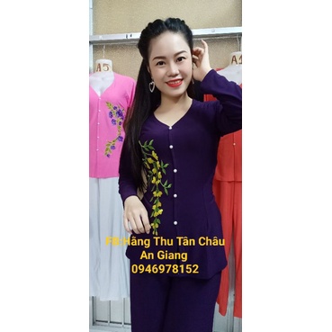 Bộ Bà Ba thêu Bông điên điển