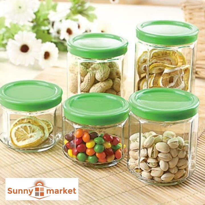 Bộ 5 hũ lọ thủy tinh đựng gia vị cao cấp, hũ lọ đựng gia vị, thực phẩm khô