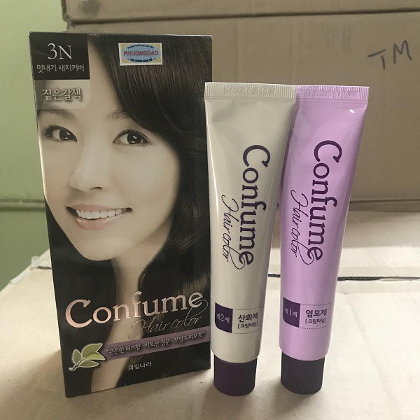 Nhuộm tóc phủ bạc thời trang màu đen nâu (Hàn Quốc) Welcos confume hair color 3N 2 x 60g