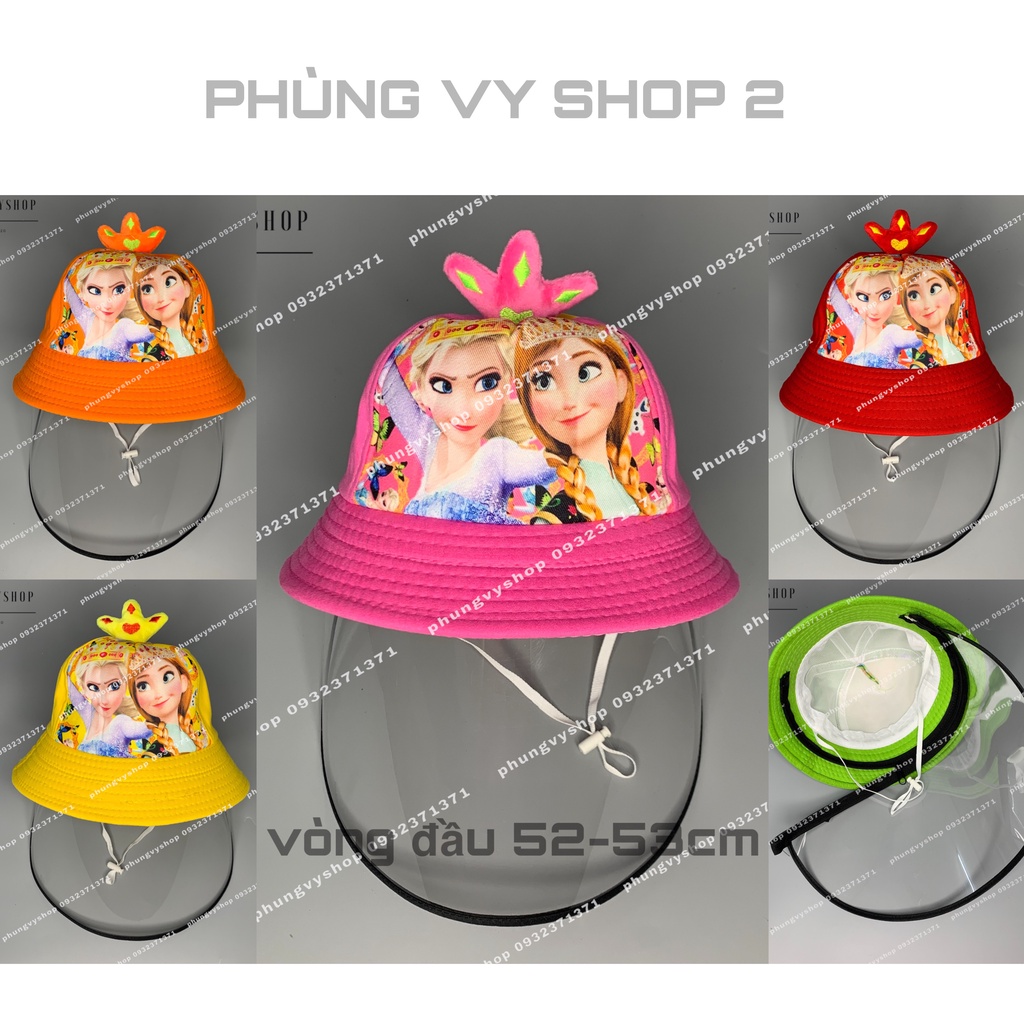 Bé trên 2.5-6 tuổi/Vòng đầu 53cm-Nón chống dịch bắn, mũ cản bụi Elsa Vương Miện