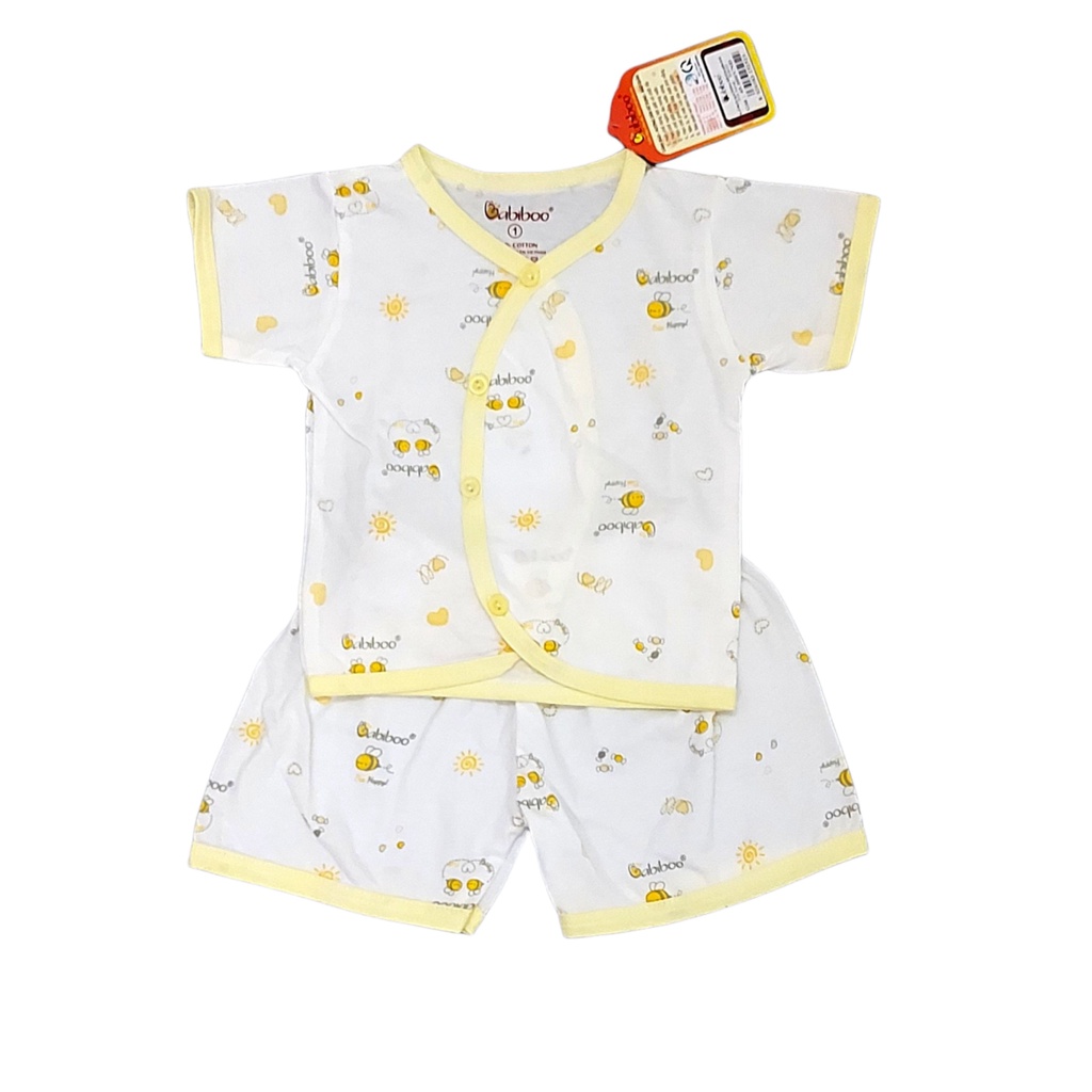 Bộ quần áo sơ sinh Babiboo Tay ngắn cài chéo họa tiết xinh xắn cho bé - BBC06N