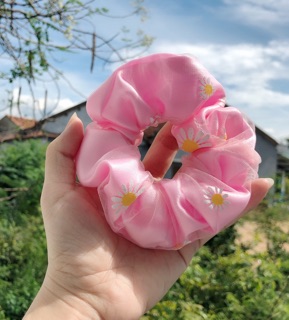 Dây buộc tóc lưới cúc in 2 lớp