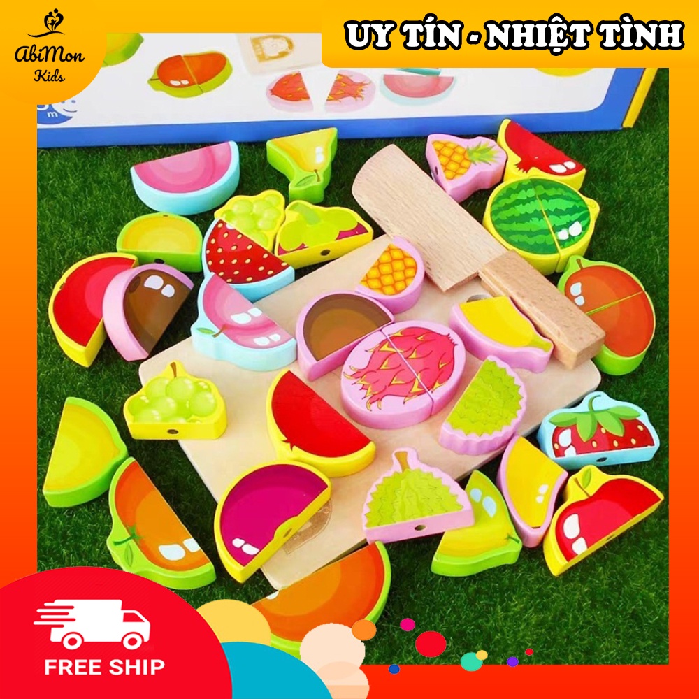 Bộ Cắt Hoa Quả, Rau Củ Bằng Gỗ Cho Bé ☘️ Montessori cao cấp ✨ Đồ chơi Gỗ - Giáo Dục - An toàn - Thông minh