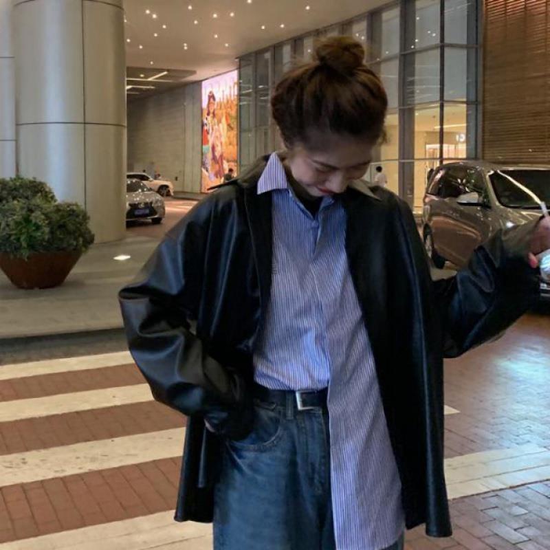 Áo khoác da pu thiết kế cá tính cho nữ