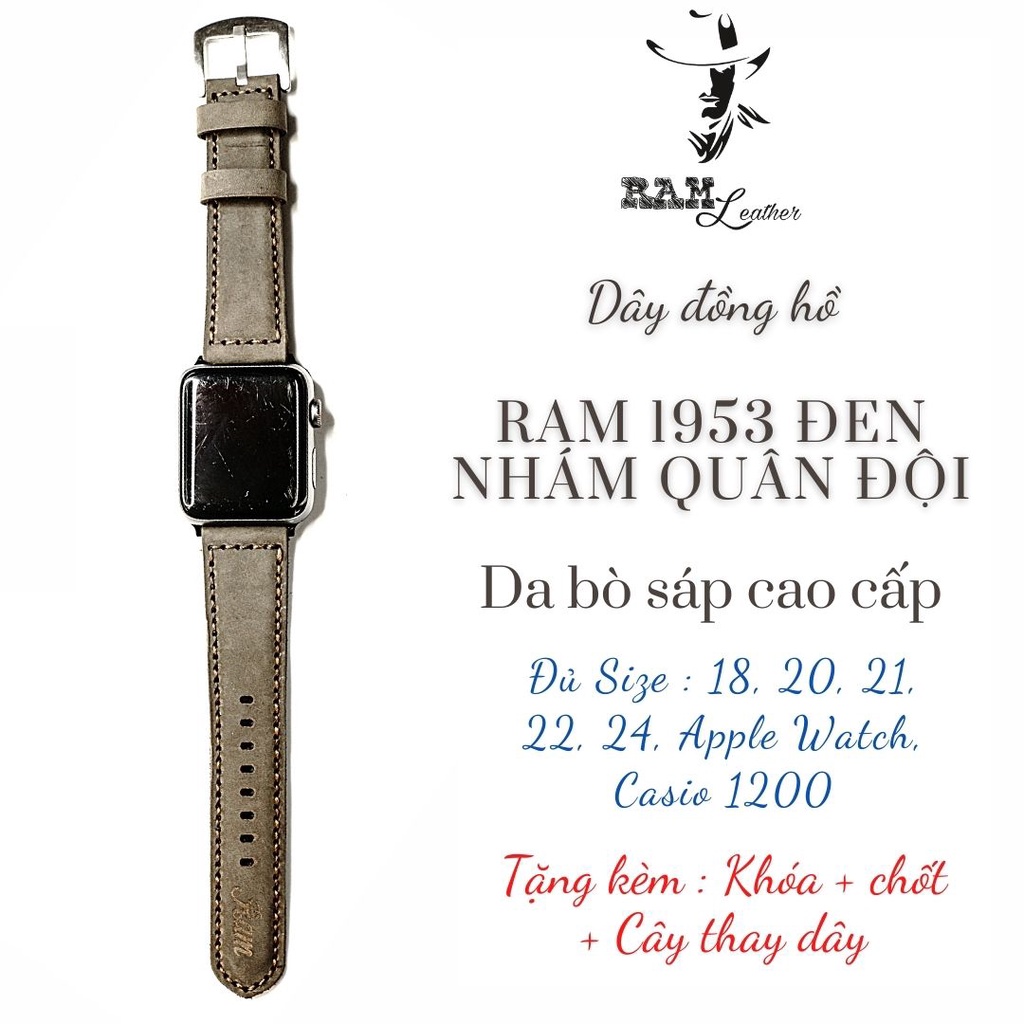 Dây đồng hồ RAM Leather vintage 1953 da bò sáp cao cấp