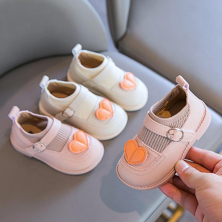 Giày búp bê len phối trái tim cho bé gái Giày công chúa tập đi 1-3 tuổi size 15-25 [GG03]