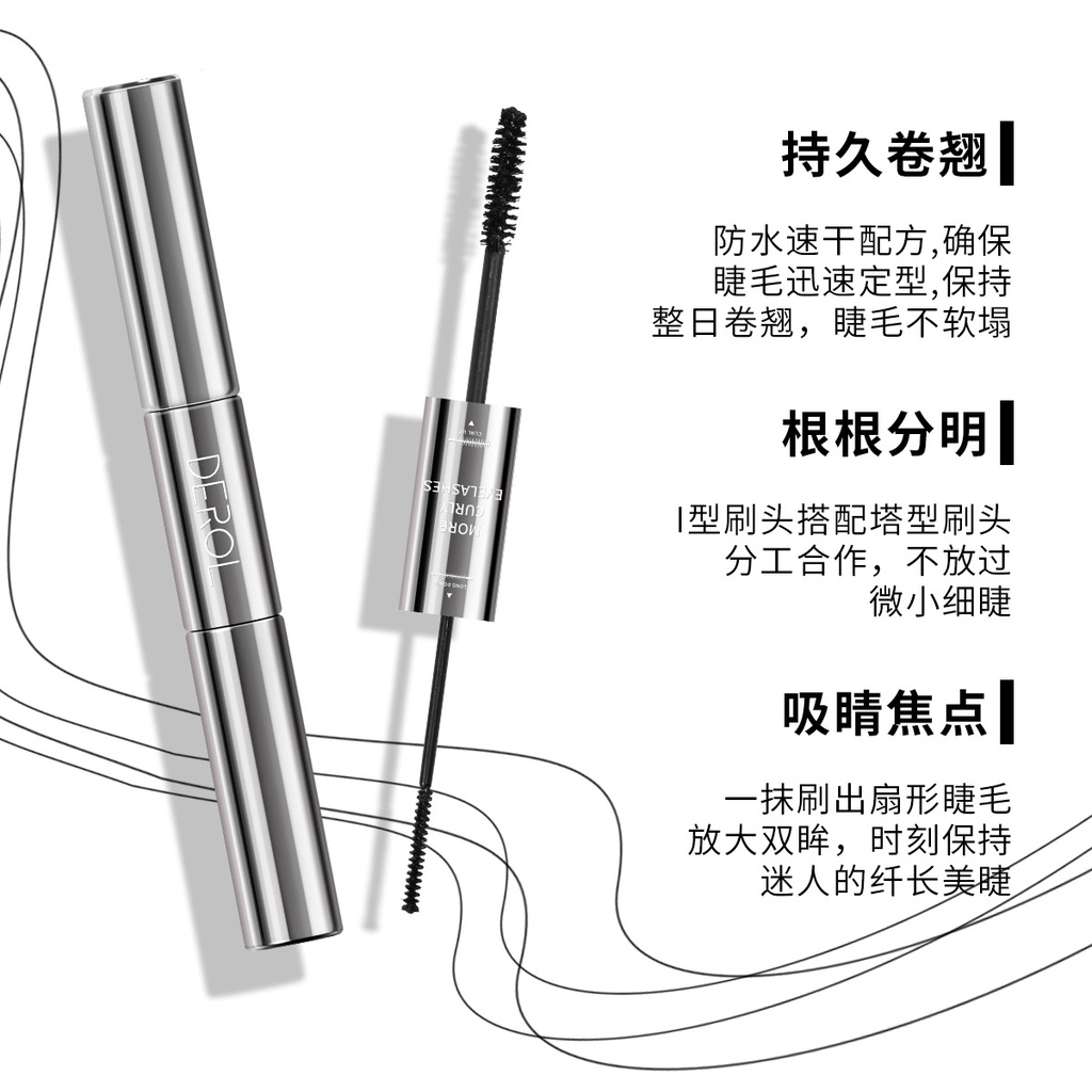 [Hàng mới về] Mascara DEROL hai đầu chống thấm nước nhanh khô làm dài dày và cong mi hiệu quả