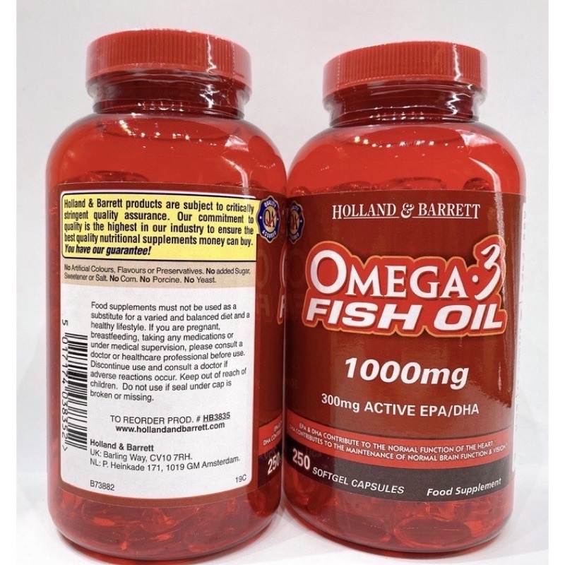 UK- Viên uống dầu cá Omega3 Fish oil 1000mg ổn định tim mạch, tăng cường thị lực