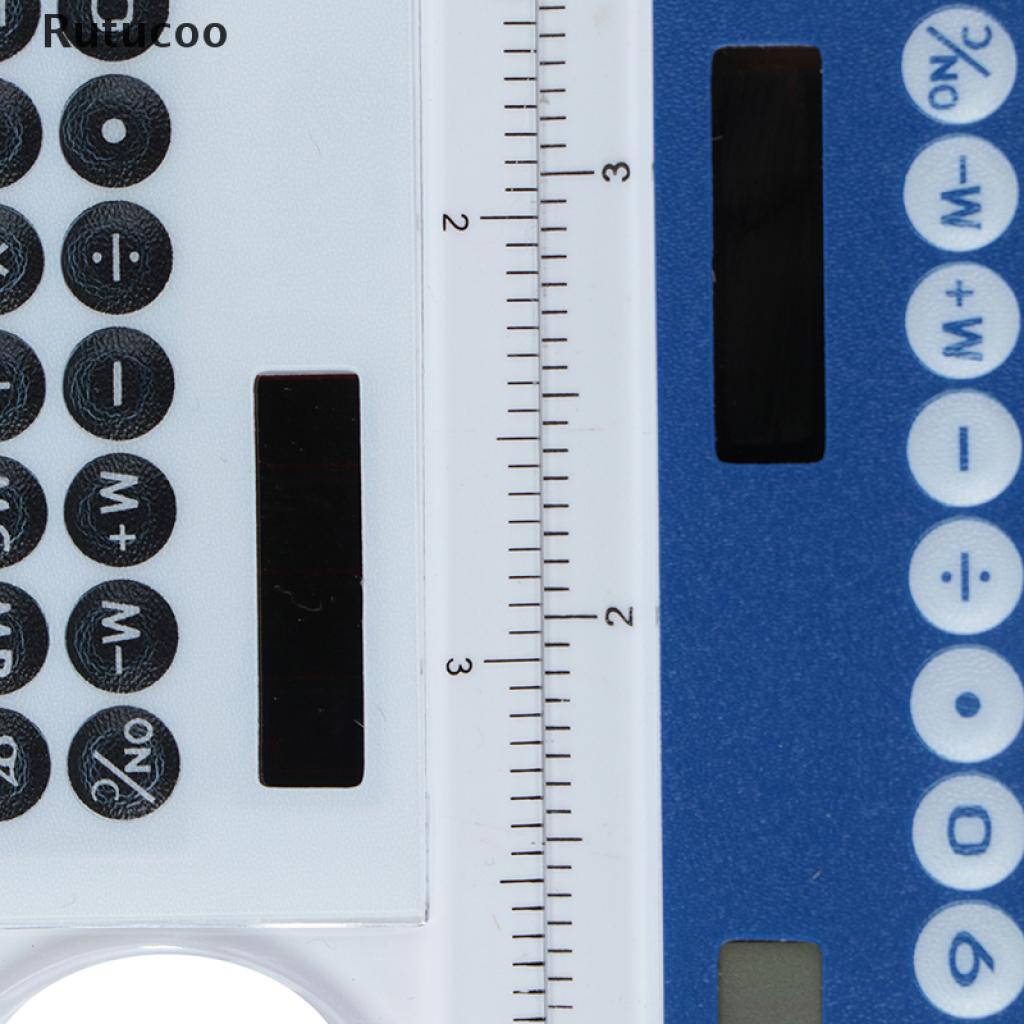 Rutucoo Creative10cm Solar Mini Calculator Magnifier Multifunction Ruler Office Supplies VN