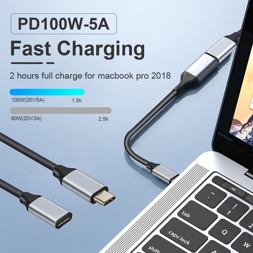 Dây Cáp Nối Dài USB C 5A Đầu Cắm Sang Cổng Cắm Type-C 100W Cho Laptop / Điện Thoại Di Động