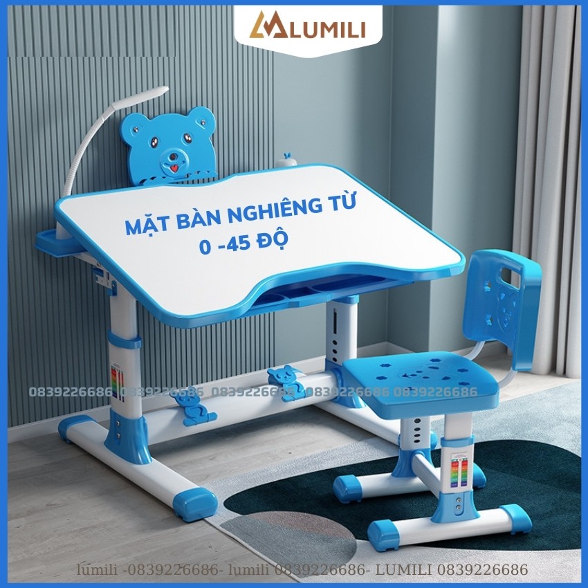 [Tặng chống cằm ] bàn học sinh trẻ em lumili A06 bộ bàn học thông minh chống gù chống cận cho bé nâng hạ độ cao