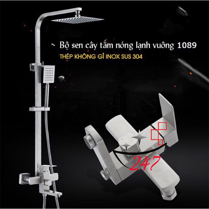 [HÀNG CAO CẤP ]BỘ SEN CÂY VUÔNG TẮM ĐỨNG NÓNG LẠNH INOX 304 KÈM ĐỦ BỘ DÂY TAY SEN ĐẦY ĐỦ