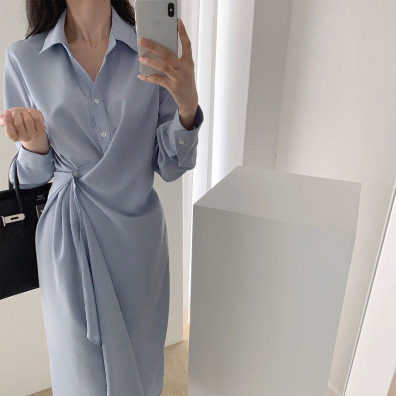 Đầm Sơ Mi Dáng Ôm Thiết Kế Lệch Tà Cá Tính Cho Nữ | BigBuy360 - bigbuy360.vn