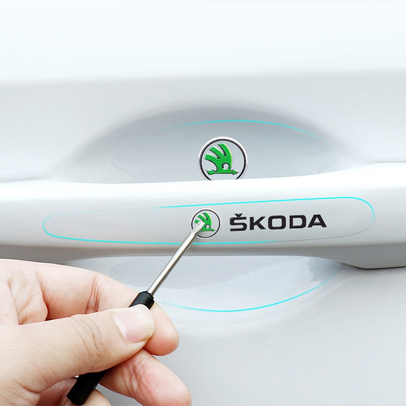 Set 8 Phim Dán Trong Suốt Bảo Vệ Tay Cầm Cho Xe Ô Tô Skoda Octavia A5 A7 Superb Fabia 2 3 1 Rapid Yeti Citigo Kodiaq Roomster