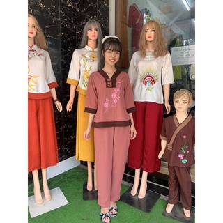 Đồ lam - Áo lam - Cổ V 3 Nút Đũi