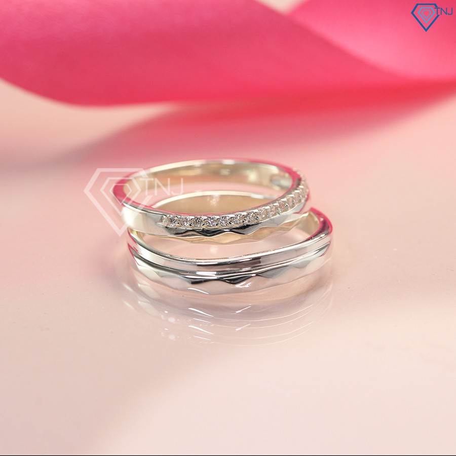 Nhẫn đôi bạc nhẫn cặp bạc đẹp đơn giản ND0385