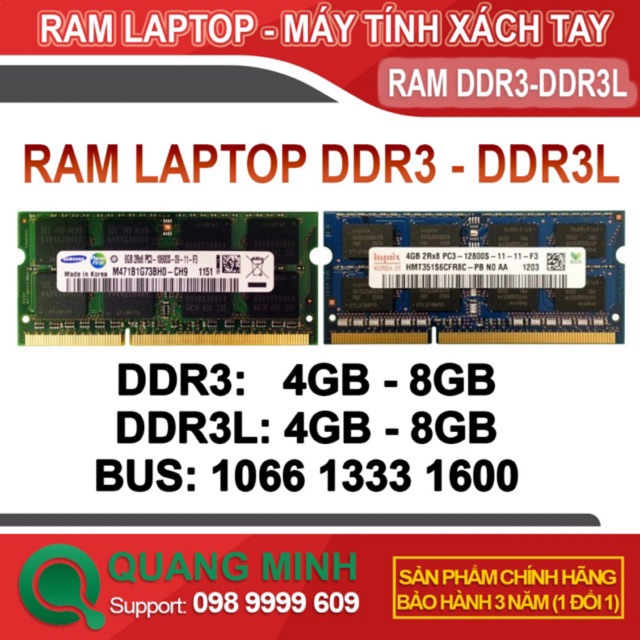 Ram Laptop DDR3 (PC3) 4Gb 8Gb Bus 1066/1333/1600 hàng tháo máy zin, Bảo Hành 3 Năm | WebRaoVat - webraovat.net.vn