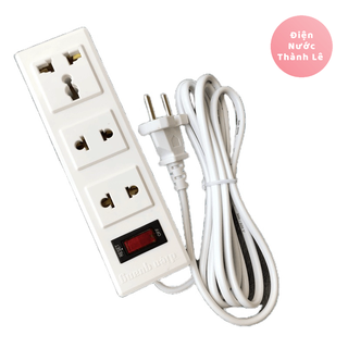 Ổ cắm điện quang 3 lỗ công suất 2500w dây 2 mét, 5 mét