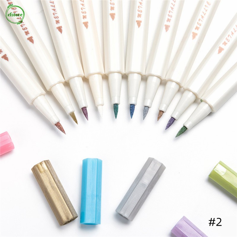 Set 10 bút lông màu ánh kim trang trí sổ tay