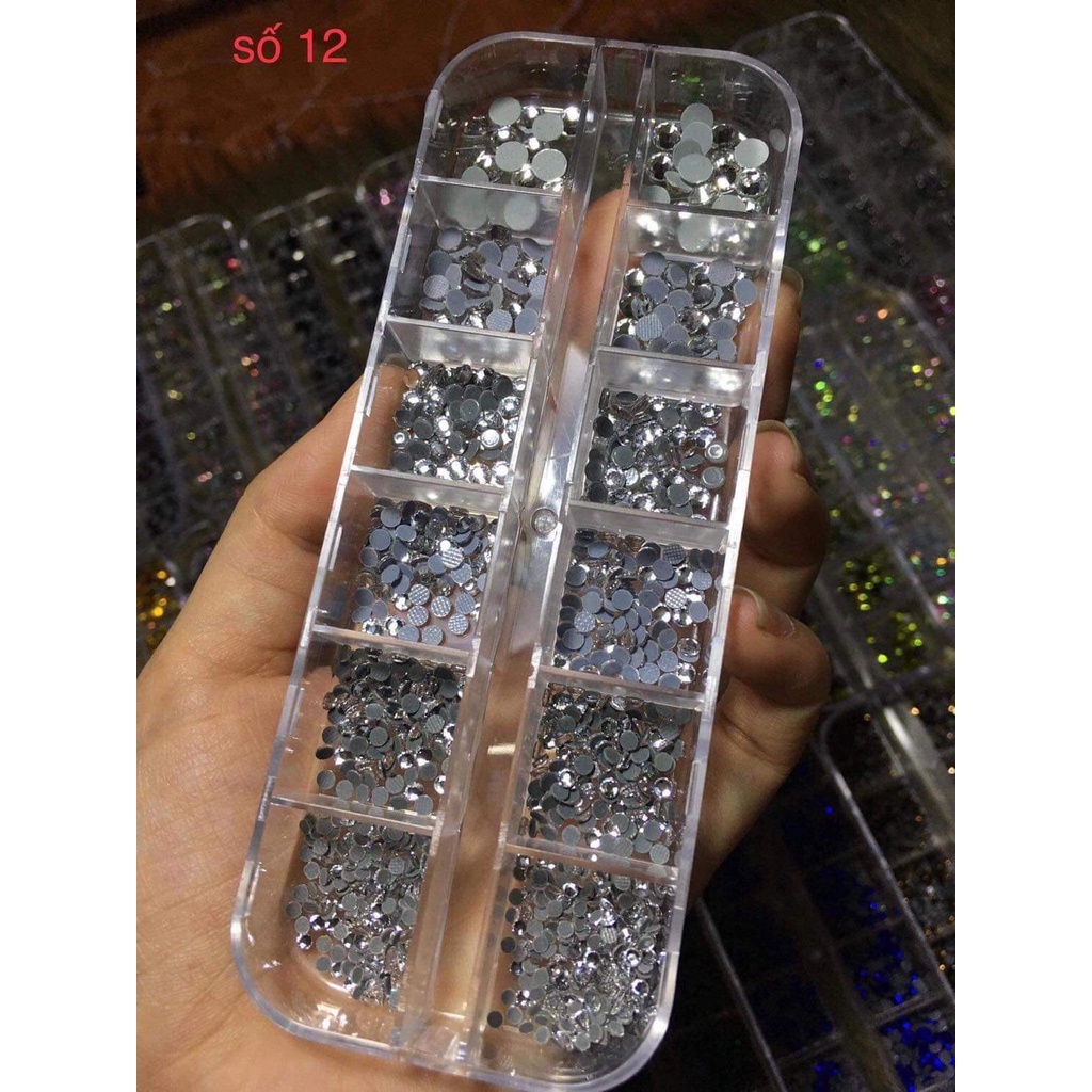 Đá Khay Chân Keo 12 Ô Mix Size, Hàng Chuẩn Công Ty - Tổng Kho Chuyên Nail Mi