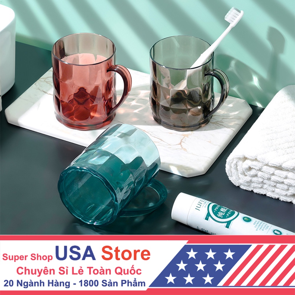 Cốc Uống Nước Họa Bích S89 Cao Cấp - Ly Đánh Răng Có Tay Cầm
