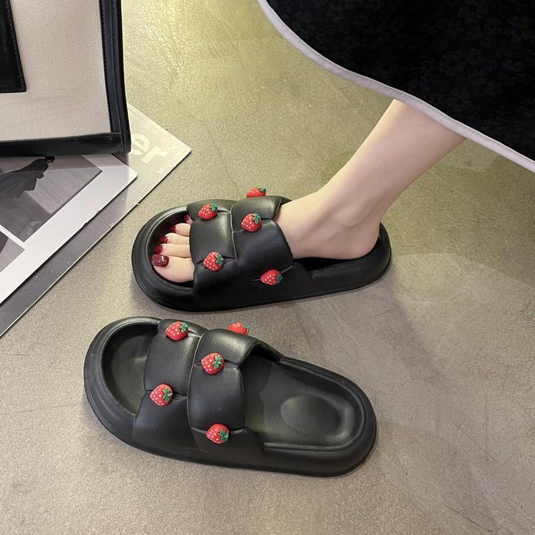 Dép ulzzang Chao dâu nữ chất liệu eva SIÊU NHẸ, mẫu quai ngang stick họa tiết tinh tế siêu đáng yêu