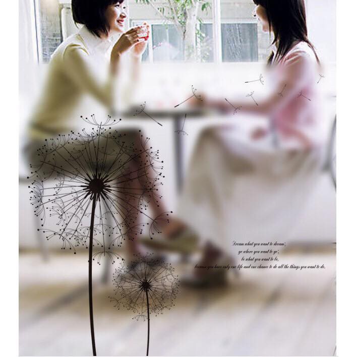 Decal trang trí kính cao cấp mẫu hoa bồ công anh đen (58x60cm)