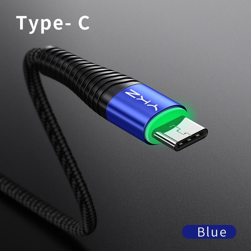 Cáp Sạc Nhanh YKZ Đầu Cắm USB Type-C Có Đèn LED 3A Dành Cho Điện Thoại Samsung Xiaomi